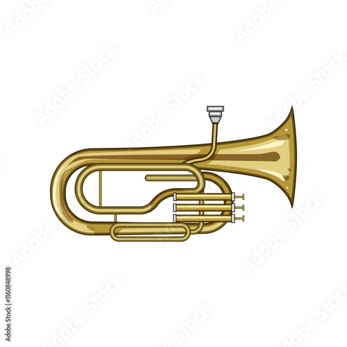 orchestra tuba cartoon. band sound, valve mouthpiece, bell concert orchestra tuba sign. isolated symbol vector illustration