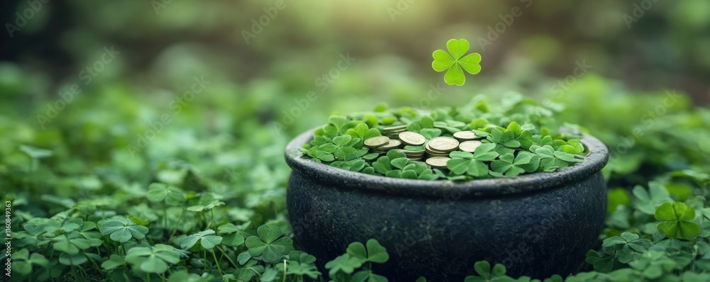 Witness a Leprechaun magically flipping coins into a brimming cauldron, a dynamic scene awash with lucky clovers The air is thick with enchantment, as gold coins overflow from the magical pot A Witness a Leprechaun magically flipping coins into a brimming cauldron, a dynamic scene awash with lucky clovers The air is thick with enchantment, as gold coins overflow from the magical pot A