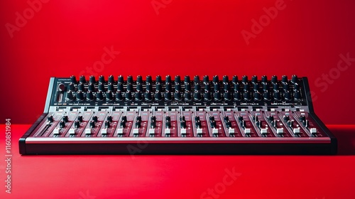 Studio Sound Mixer On Red Background photo