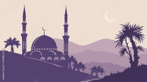 silhouette of mosque