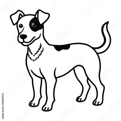 Line art illustration of a playful Jack Russell Terrier.eps