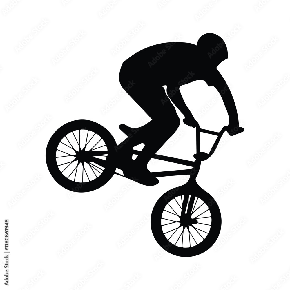 Obraz premium Silhouette cycle vector on white background