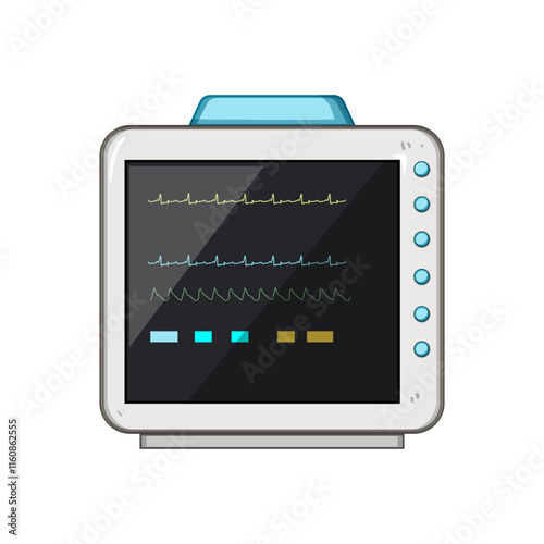 diagnosis ekg monitor cartoon. healthcare telemetry, portable device, leads signal diagnosis ekg monitor sign. isolated symbol vector illustration