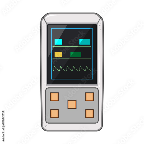 portable ekg monitor cartoon. device leads, signal analysis, interpretation screening portable ekg monitor sign. isolated symbol vector illustration