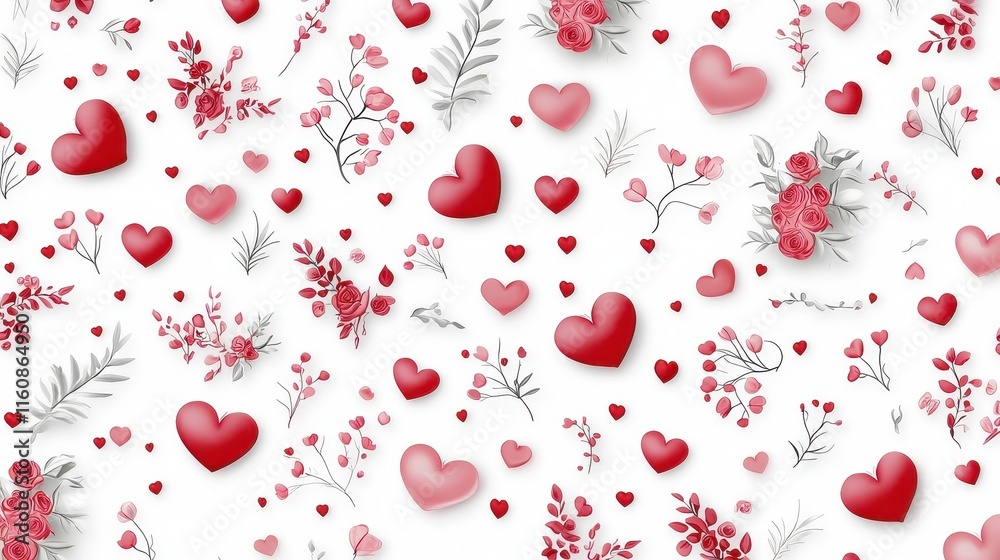 Charming Valentine’s Day Design Filled With Heart Elements and Love Charming Valentine’s Day Design Filled With Heart Elements and Love
