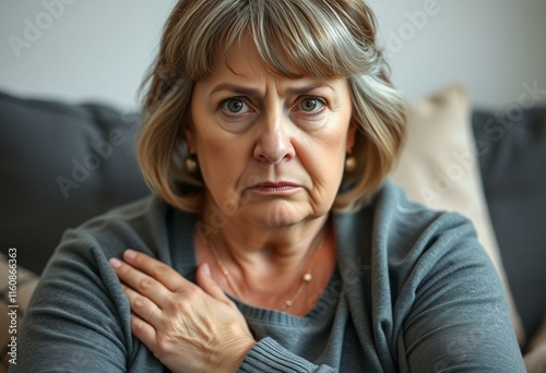 Wallpaper Mural Portrait of a middle-aged female with a round face and unhappy expression Torontodigital.ca