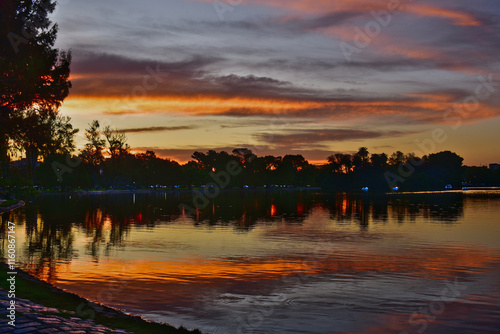 Sunset by the lake photo