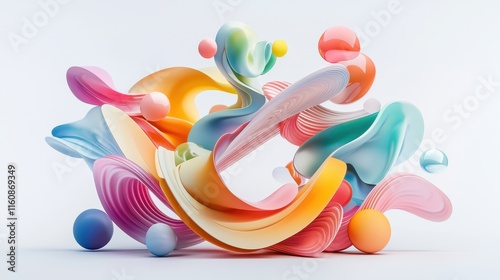 Vibrant Abstract 3D Dynamic Rendering with Colorful Shapes