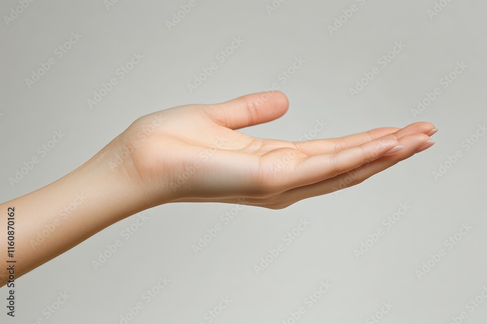 Open hand reaching out in a neutral position ready to receive or offer something Open hand reaching out in a neutral position ready to receive or offer something