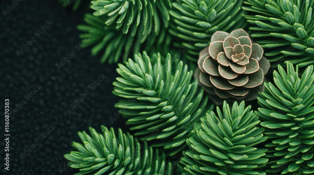 Lush Pine Tree with Vibrant Green Foliage and Delicate Pine Cone Symbolizing Nature's Beauty and Tranquility in Springtime Lush Pine Tree with Vibrant Green Foliage and Delicate Pine Cone Symbolizing Nature's Beauty and Tranquility in Springtime