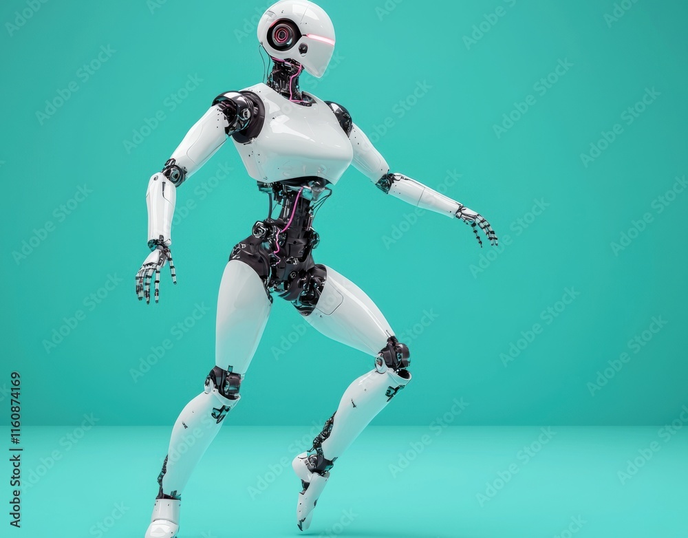 Futuristic humanoid robot with sleek design on vibrant background Futuristic humanoid robot with sleek design on vibrant background