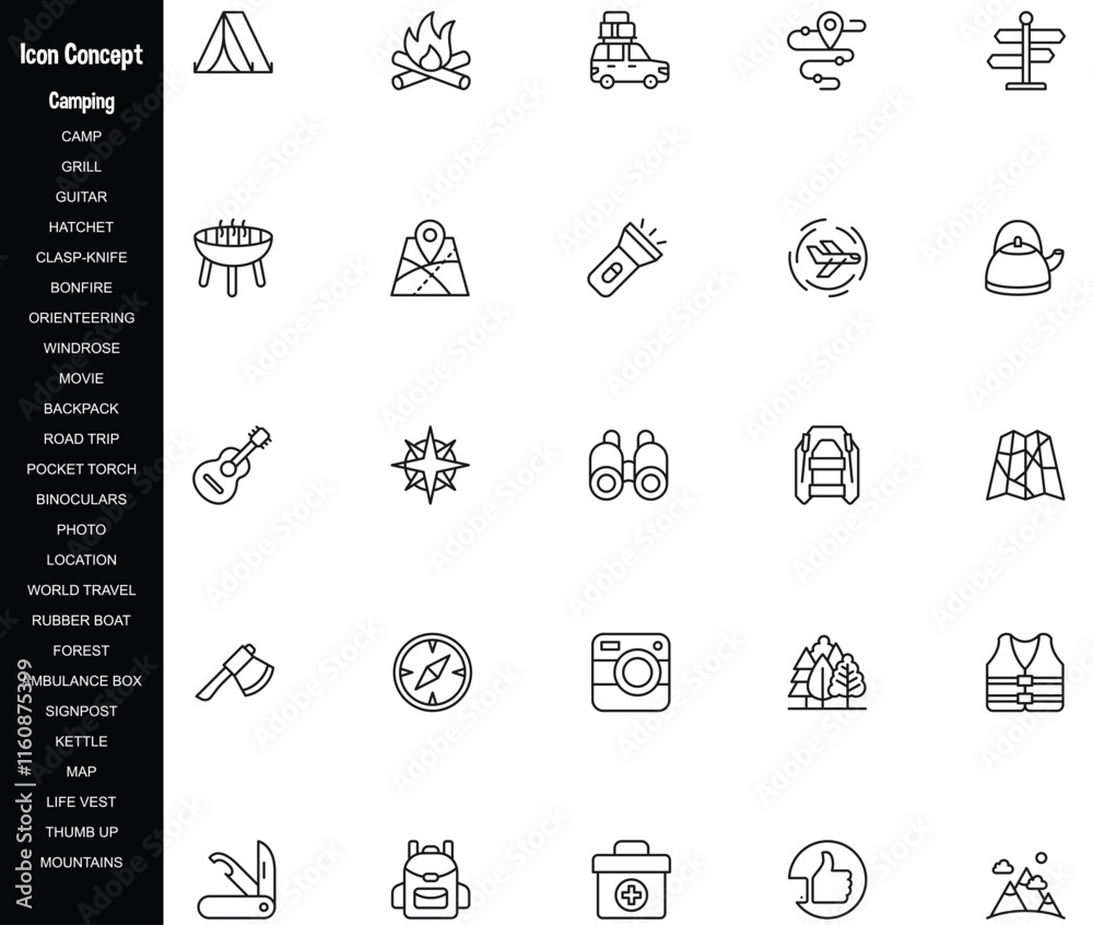 Fototapeta premium Set of Camping Icon