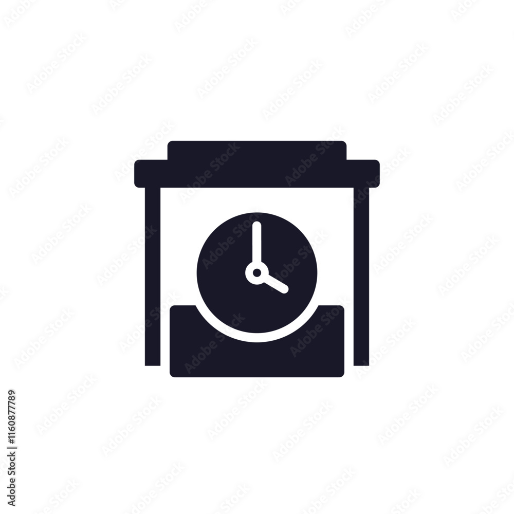 booth, stand working time icon on white booth, stand working time icon on white