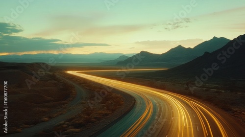 Wallpaper Mural Scenic highway with light trails at sunset. Torontodigital.ca