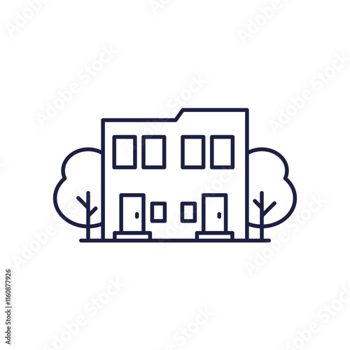 duplex house line icon, two family home