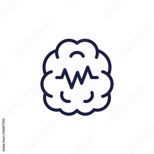 epilepsy icon with brain, line pictogram