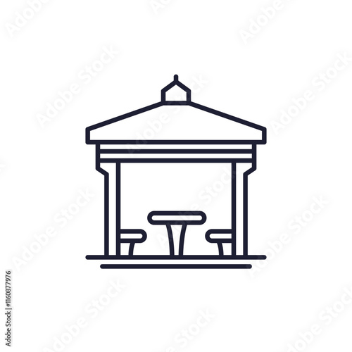 gazebo icon on white, line vector