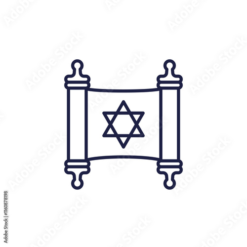 torah line icon with paper scroll