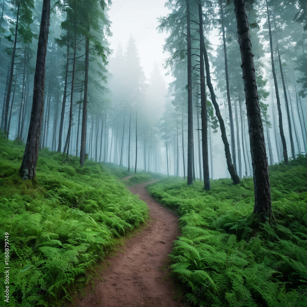 Obraz premium Waldweg im Nebel 2