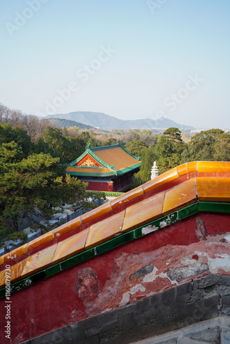 Obraz na płótnie Steps leading to Dvipa on the south side of Xumi Lingjing Site of Summer Palace in Beijing w salonie