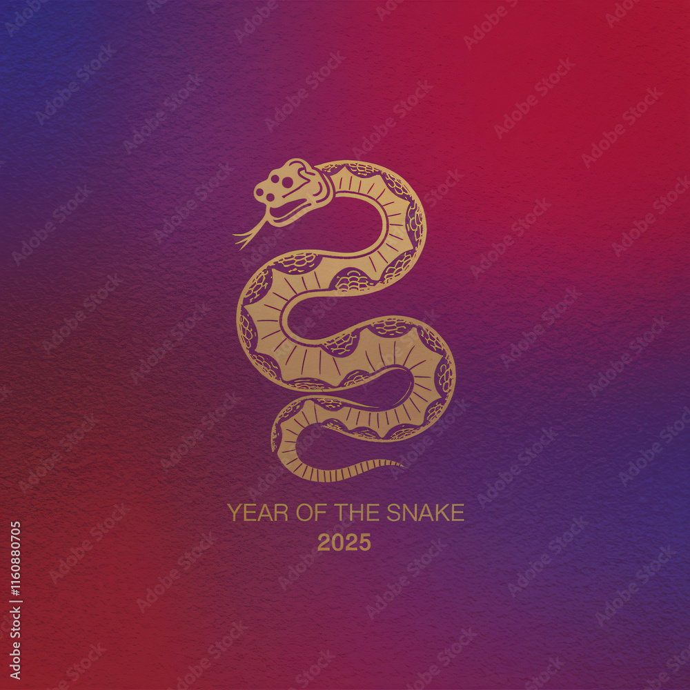 Obraz premium 2025 Year Of The Snake - Lunar New Year. Blank template. Design illustration. Space for copy. Conceptual. Flowing. Abstract background. Elegant. Corporate. Marketing. Poster