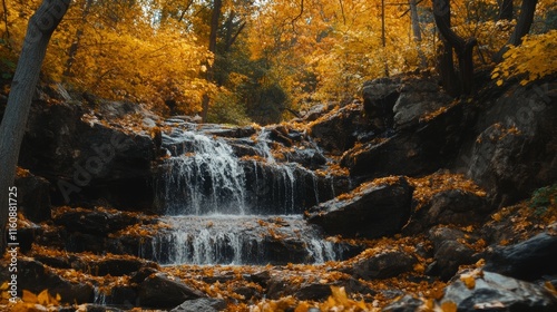 forest fall, autumn leaves, colorful foliage, crisp air, wooded path, seasonal change, golden forest
