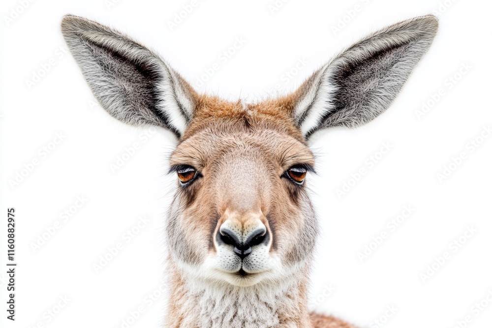 Portrait of a Red Kangaroo Isolated on White Background, Detailed Photograph for Wildlife and Nature Projects Portrait of a Red Kangaroo Isolated on White Background, Detailed Photograph for Wildlife and Nature Projects