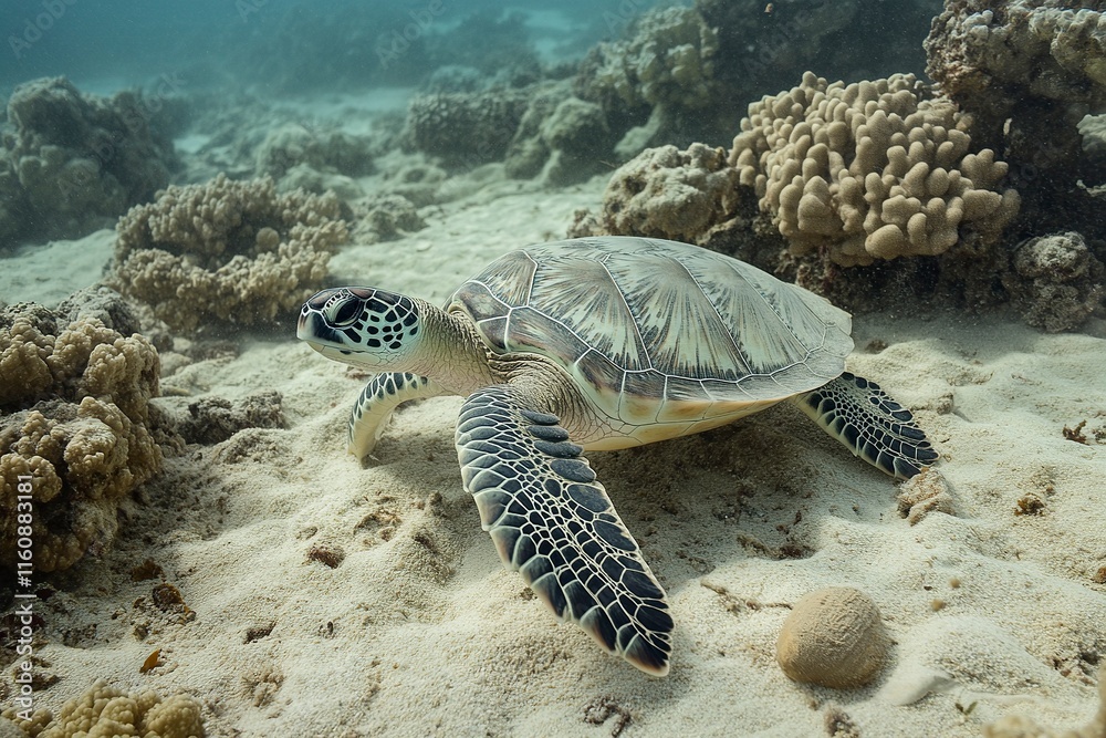 Obraz premium Green Sea Turtle of the Red Sea with generative ai