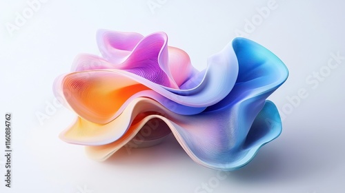 Vibrant 3D Abstract Rendering with Colorful Gradients and Flowing Shapes