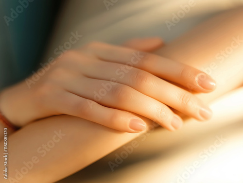 Wallpaper Mural Close-up of two hands gently resting on each other Torontodigital.ca