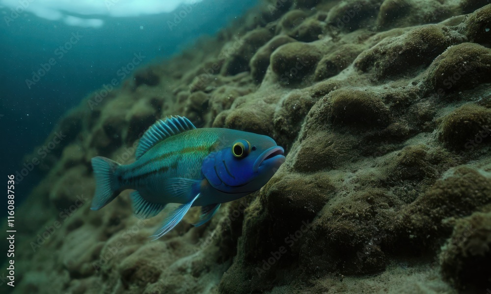 Fototapeta premium close-up of a colorful deep-sea fish with bioluminescent features swimming gracefully