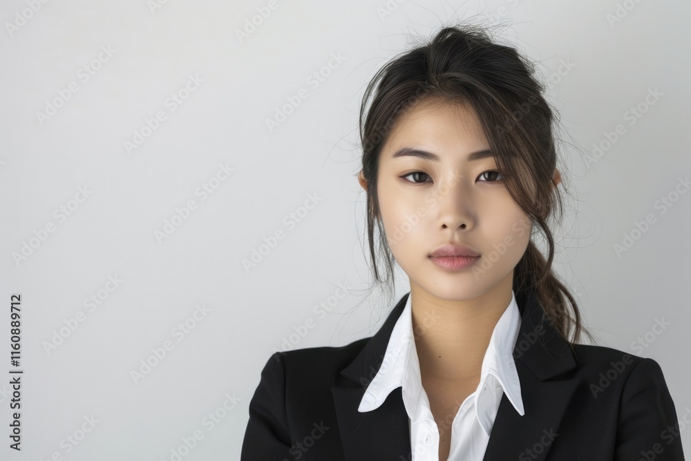 Portrait of young Asian business woman on white background Portrait of young Asian business woman on white background
