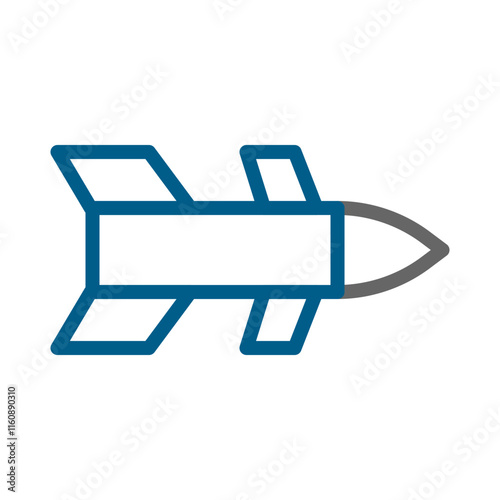 Rocket icon, missile symbol, concept of speed, power, and technology.