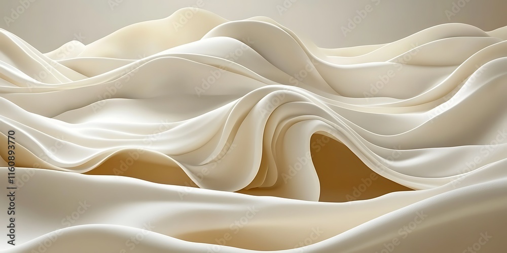 Obraz premium Abstract cream fabric folds creating a wave-like texture.