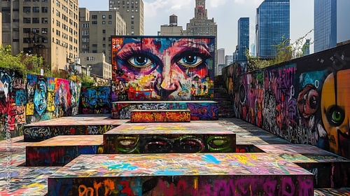 Urban Canvas: A Vibrant Graffiti Art Installation in the City
