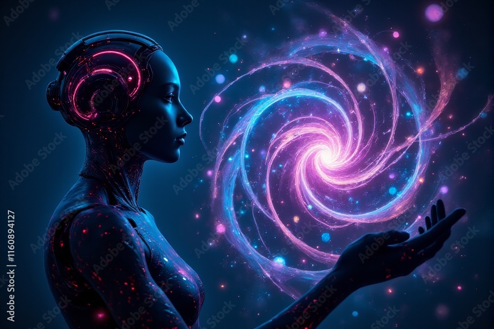 Fototapeta premium A futuristic concept of quantum AI merging with computing power