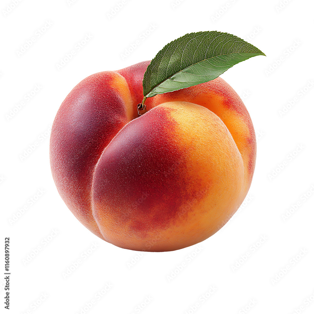 Fresh juicy peach with leaf Transparent Background. Fresh juicy peach with leaf Transparent Background.