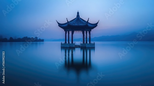Serene Pagoda Reflecting on Still Water