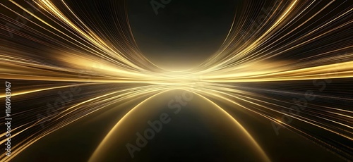 Abstract gold light streaks converging at a vanishing point, creating a dynamic and energetic composition.