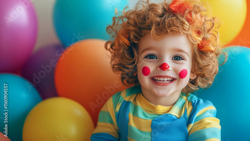 Niño disfrazado de payaso en carnaval 