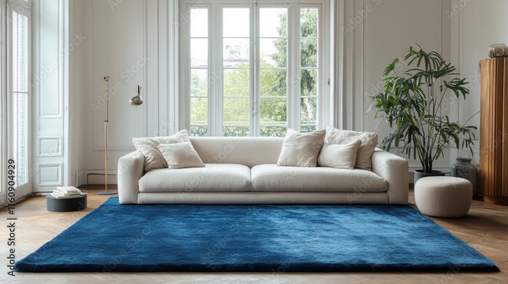 Stunning Living Room Interior Design with Luxurious Blue Carpet Stunning Living Room Interior Design with Luxurious Blue Carpet
