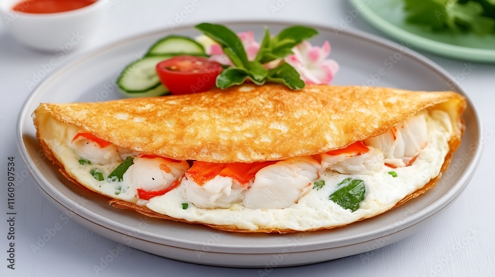 Delicious Crab Omelette with Garnish Delicious Crab Omelette with Garnish
