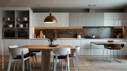 elegant contemporary kitchen room interior .3drender