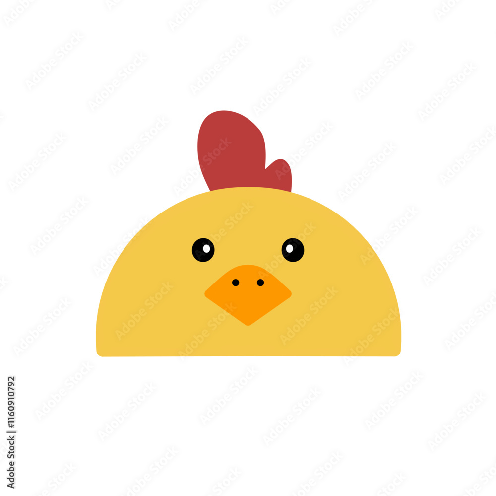 Fototapeta premium cute chicken vector, cartoon chicken face, drawing chicken face easy and simple full color
