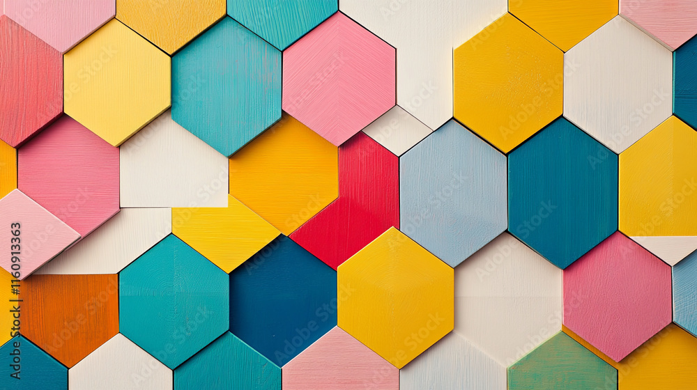 Colorful hexagonal pattern background with vibrant hues and textures Colorful hexagonal pattern background with vibrant hues and textures