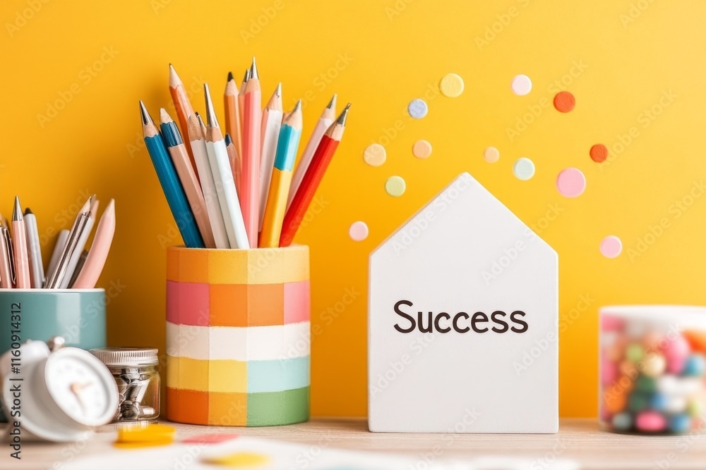 Fototapeta premium A progress bar illustration with “Success†at the end, gradually filling up to signify growth