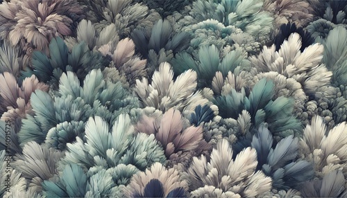Textured arrangement of soft feathers