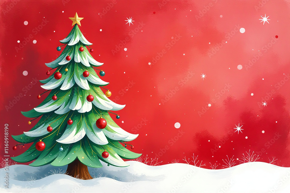 watercolor christmas tree red background marks start new holiday watercolor christmas tree red background marks start new holiday