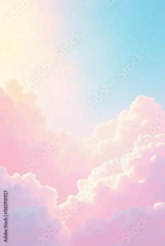 Serene sunset clouds sky digital art tranquil aerial view dreamy atmosphere for relaxation