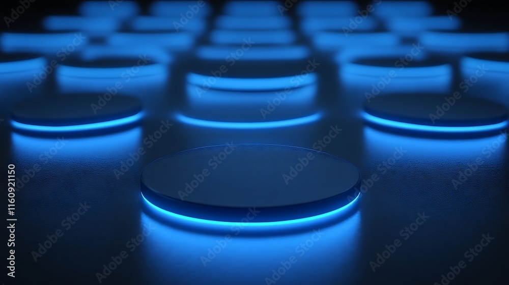 Blue Illuminated Cylinders Abstract Background Design Blue Illuminated Cylinders Abstract Background Design